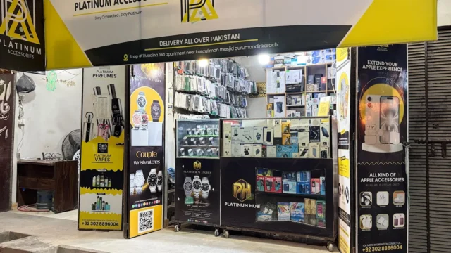Cell phone accessory store in Karachi, Pakistan